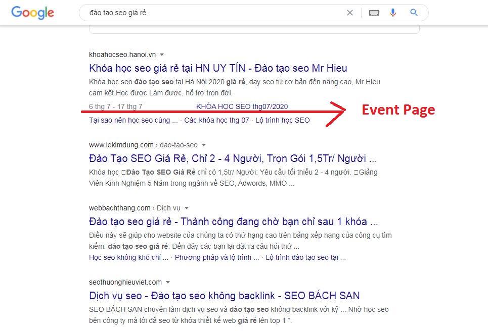 Hướng dẫn tạo Event Page